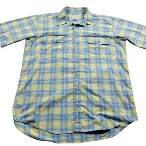 Cabelas Shirt Mens Large Tall Button Up Plaid Outdoors Poly Cotton Read*